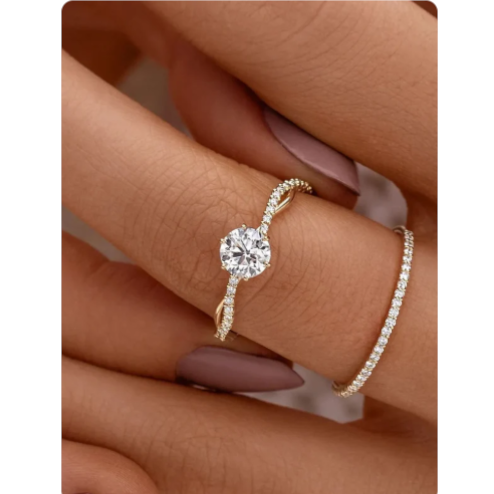 925 Sterling Silver Inlaid Zircon Ring
