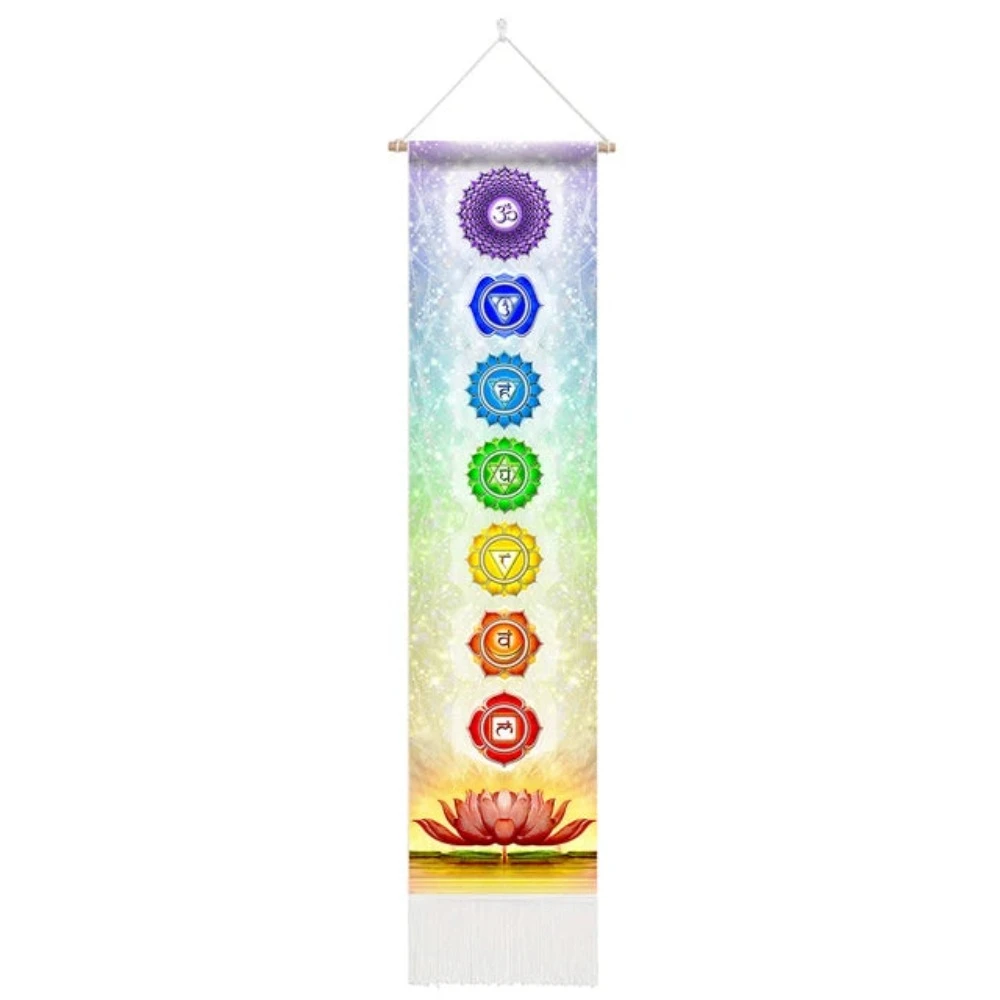 Seven Chakra Tapestry Hippie Mandala Chakras Wall Hanging Fabric Yoga Meditation Tapestries For Spiritual Room Decor