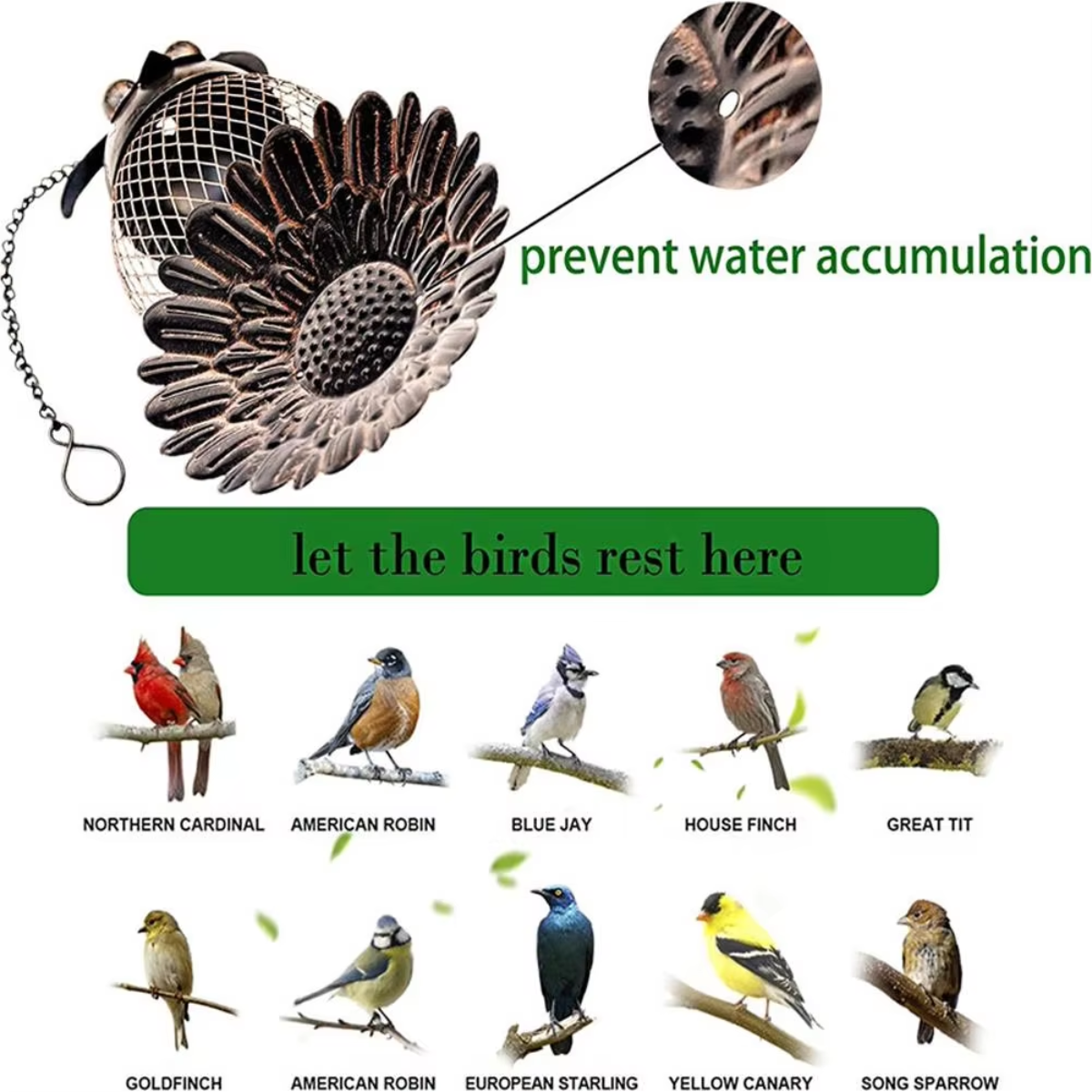 Bird Feeder Outdoor Metal Automatic Feeding Tool Multiple Hole Dispenser Holder
