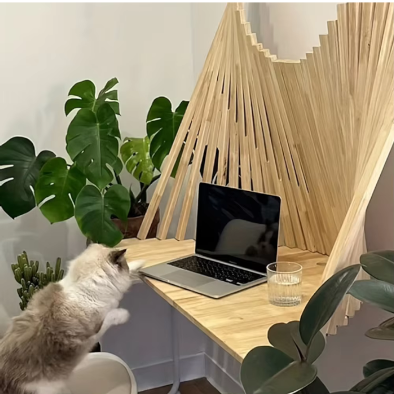 Folding Desk Wall Mounted Foldable Table Fashionable Creative Hanging Solid Wood Computer