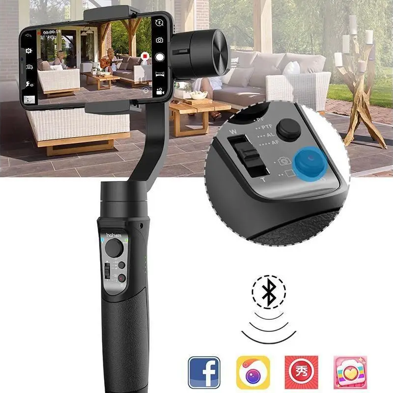 3 Axis Handheld Gimbal Stabilizer For Smartphones Black