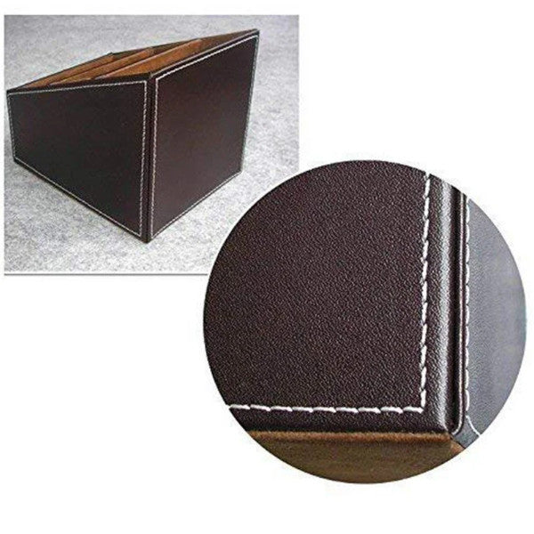 3 Compartments Pu Leather Remote Controller Holder Tv Guide Cd Organizer Caddy Stationery Pens Pencils