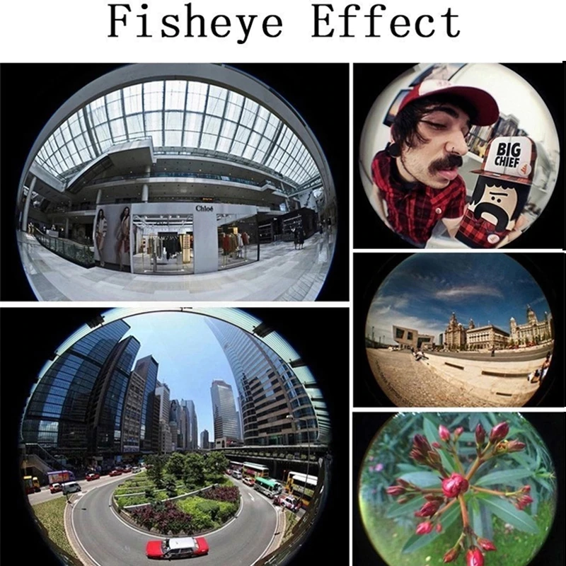 3 In1 Fish Eye Wide Angle Macro Camera Clip On Lens For Universal Cell Phone Black