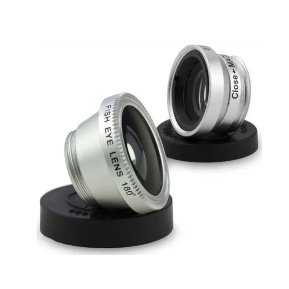 3 In 1 Mobile Phone Camera Lens Kit 180 Degree Fish Eye Micro Wide Angle Silver