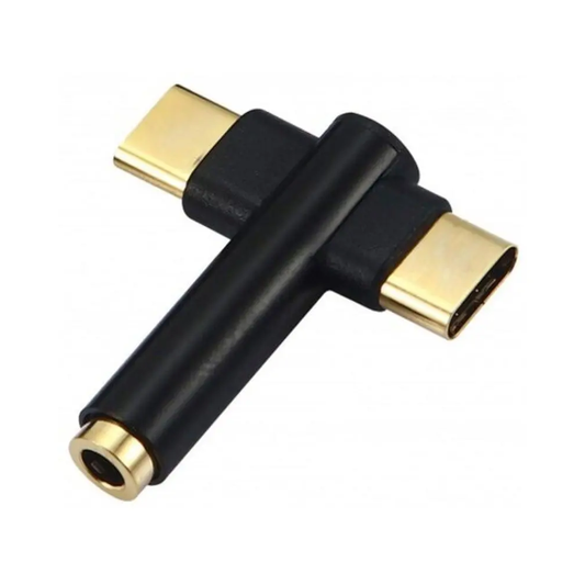 3 In 1 Type C To 3.5Mm Headphone Jack Adapter Aux Audio Splitter Converter Black