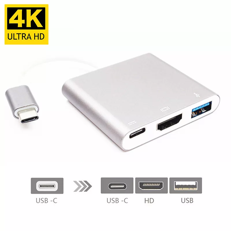 3 In 1 Usb 3.1 Type C To 3.0 Converter Adapter 4K Hub For Macbook Air