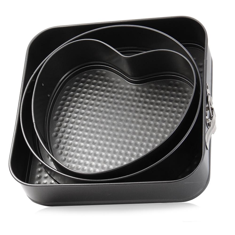 3 Set Springform Pans Cake Bakeware Square Round Heart Kitchen Accessories
