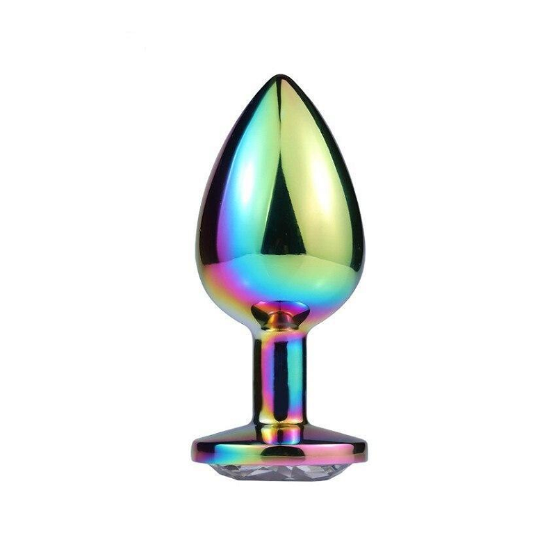 3 Sizes Stainless Steel Rainbow Anal Sex Toys Jewel Metal Butt Plug