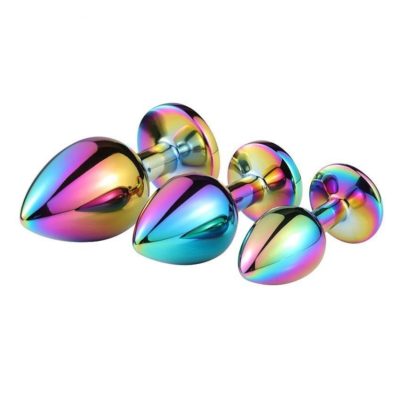 3 Sizes Stainless Steel Rainbow Anal Sex Toys Jewel Metal Butt Plug