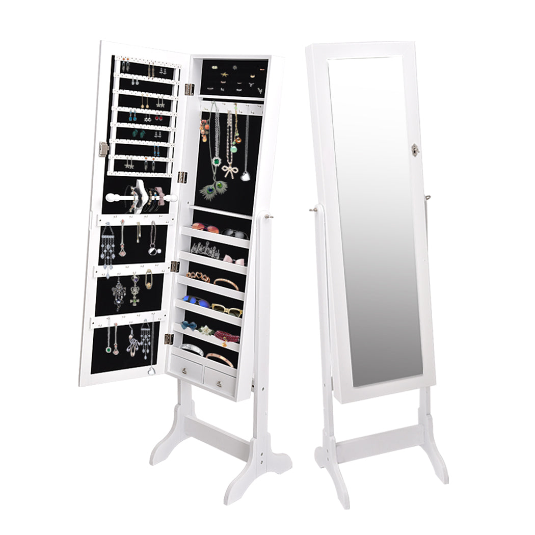 41.5Cm X 38Cm 155Cm Mirror Jewellery Cabinet Makeup White