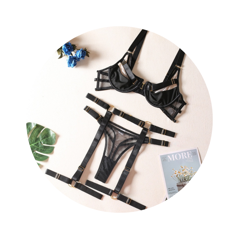 Sexy Strappy Fetish Lingerie Bra Garter Underwear Women