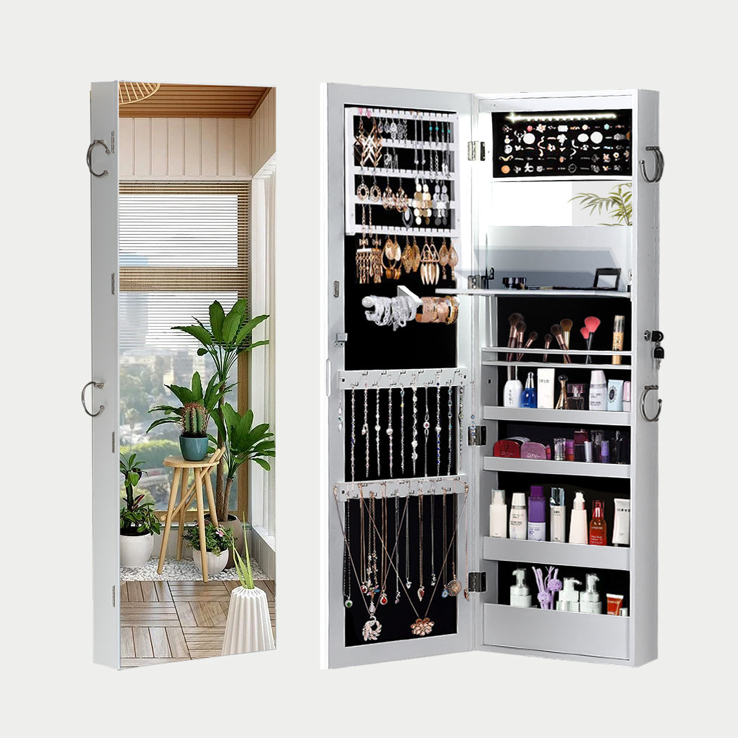 37Cm X 9Cm 122Cm Mirror Jewellery Cabinet Jewelry White