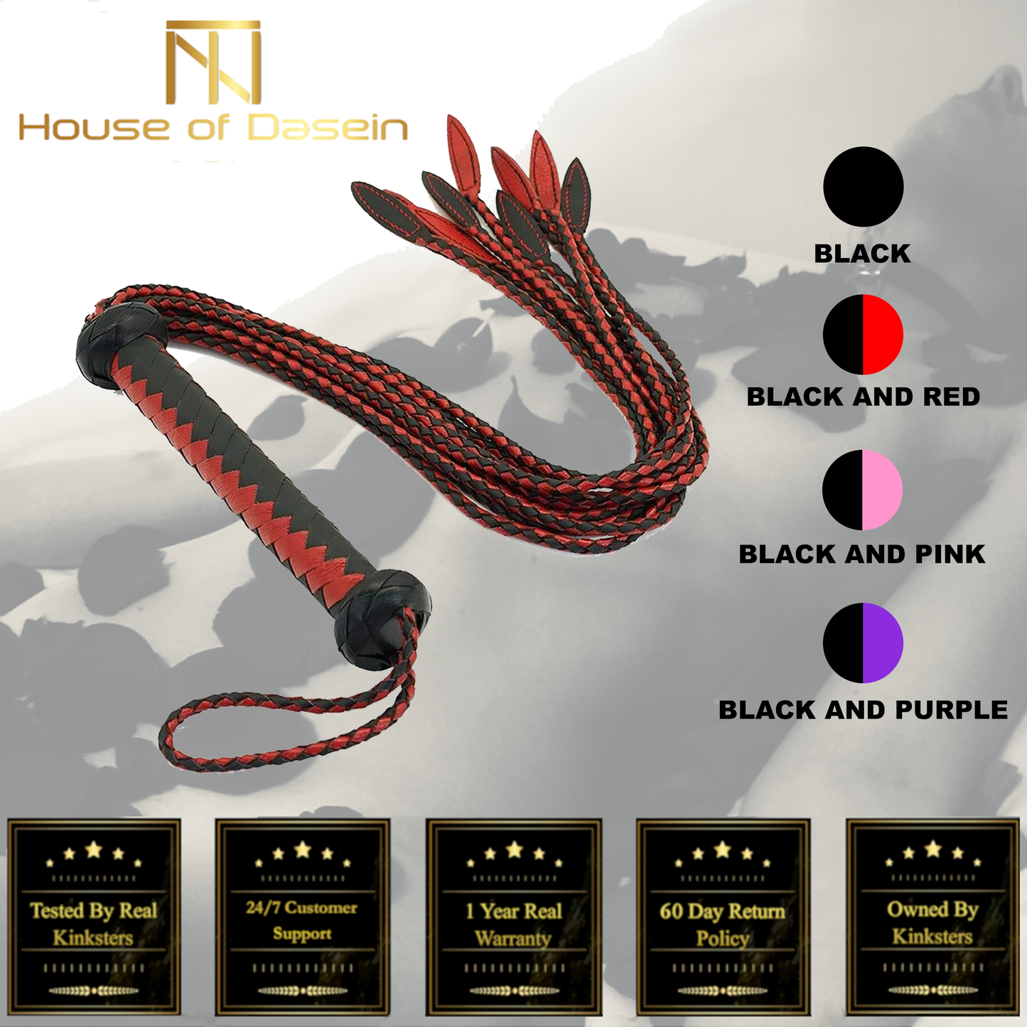 75Cm Braided Leather Flogger Bdsm Spanking Bondage