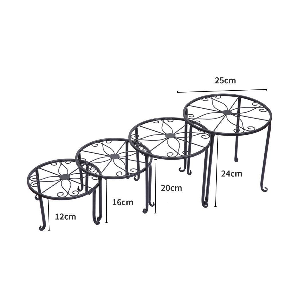 4 X Metal Plant Stand Outdoor Black