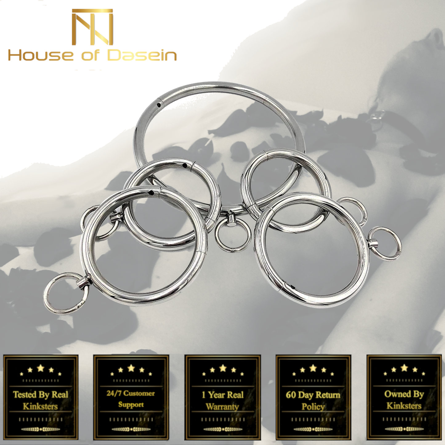 Stainless Steel Bdsm Handcuffs Ankle Cuffs Collar Metal Bondage Restraints Kit