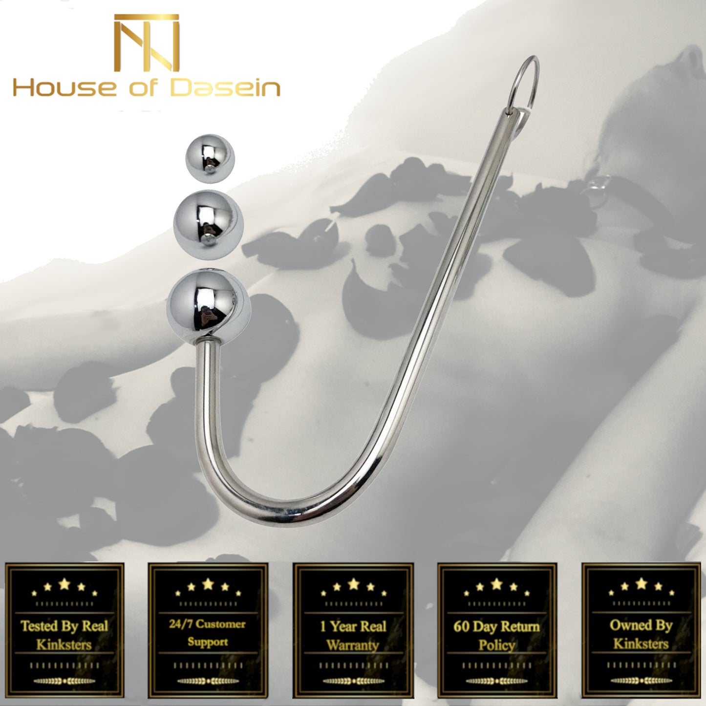 3 Sizes Electro Hook Electric Stimulation Toy Metal Anal Beads Bdsm