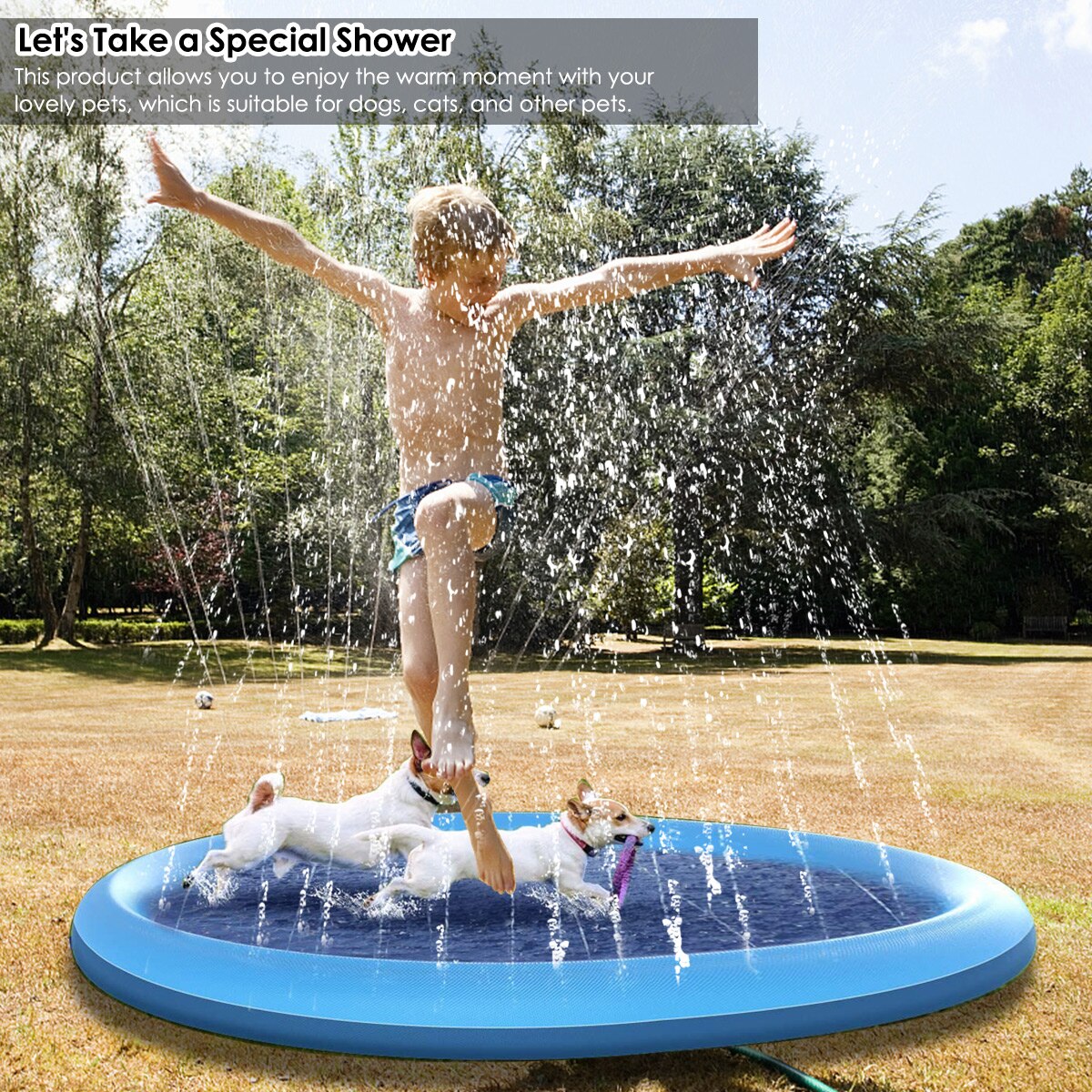 150Cm Blue Water Sprinkler Outdoor Play Mat For Kids Dogs And At Heart