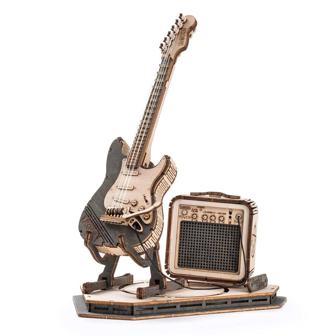 Robotime Rokr Electric Guitar Model Gift For Kids Adult Assembly Creative Toys Building Block Set 3D Wooden Puzzle Tg605