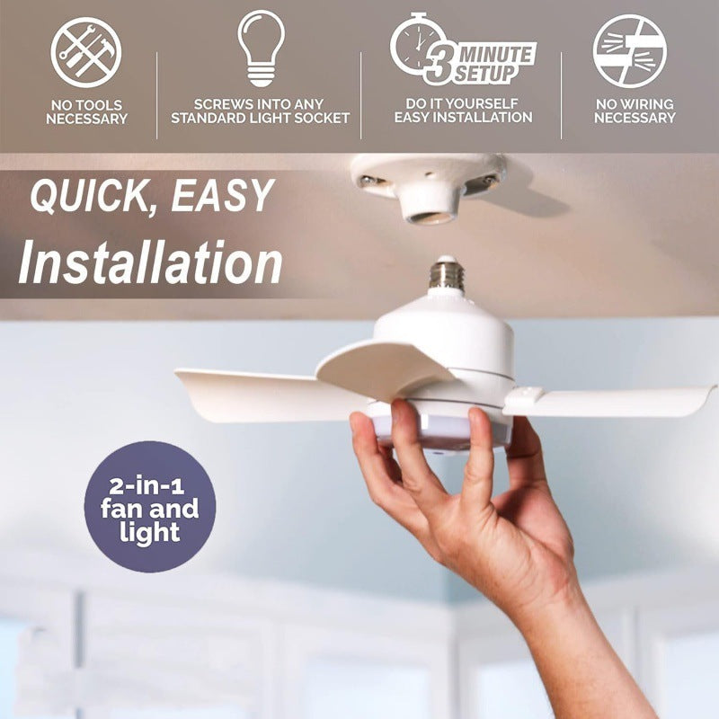 Socket Fan Light With Remote Screw Mouth Integrated Led