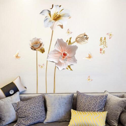 Flower Removable Wall Stickers Floral Decor