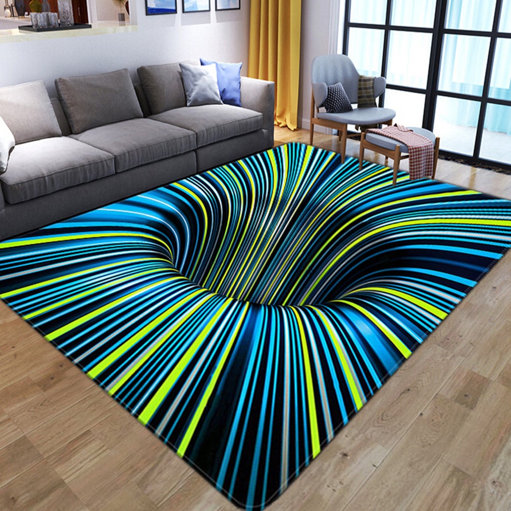 3D Optical Illusion Rug Nonslip Floor Mat Living Room Decor Elegance