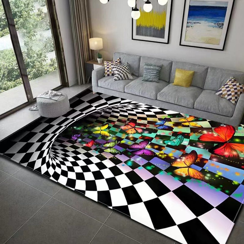3D Optical Illusion Rug Nonslip Floor Mat Living Room Decor Elegance