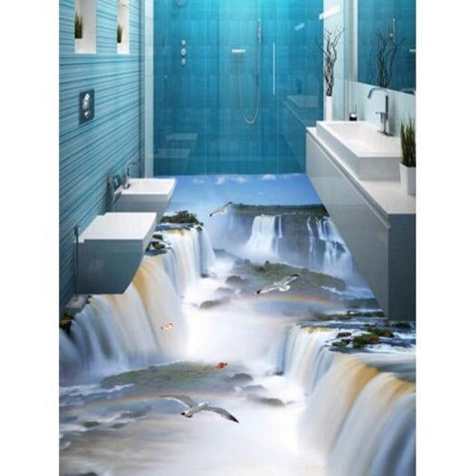 3D Waterfalls Natural Scenery Print Floor Stickers 5Pcs1639 Inch