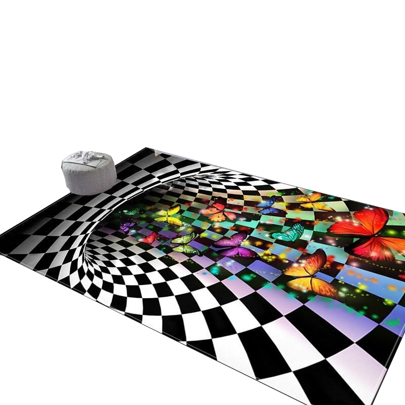3D Optical Illusion Rug Nonslip Floor Mat Living Room Decor Elegance