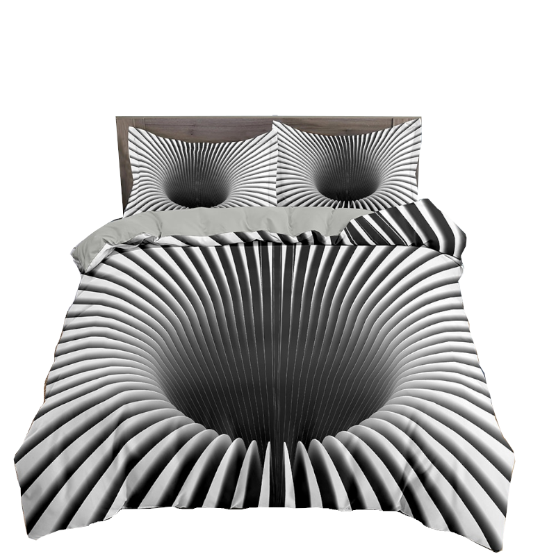 3D Printed Psychedelic Illusion Modern Colourful Queen Quilt Cover Set