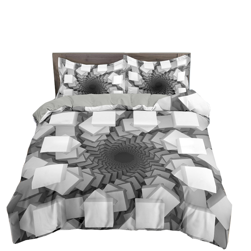 3D Printed Psychedelic Illusion Modern Colourful Queen Quilt Cover Set