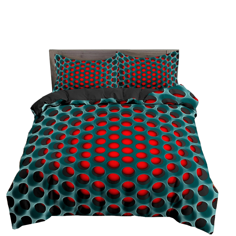 3D Printed Psychedelic Illusion Modern Colourful Queen Quilt Cover Set