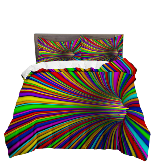 3D Printed Psychedelic Illusion Modern Colourful Queen Quilt Cover Set