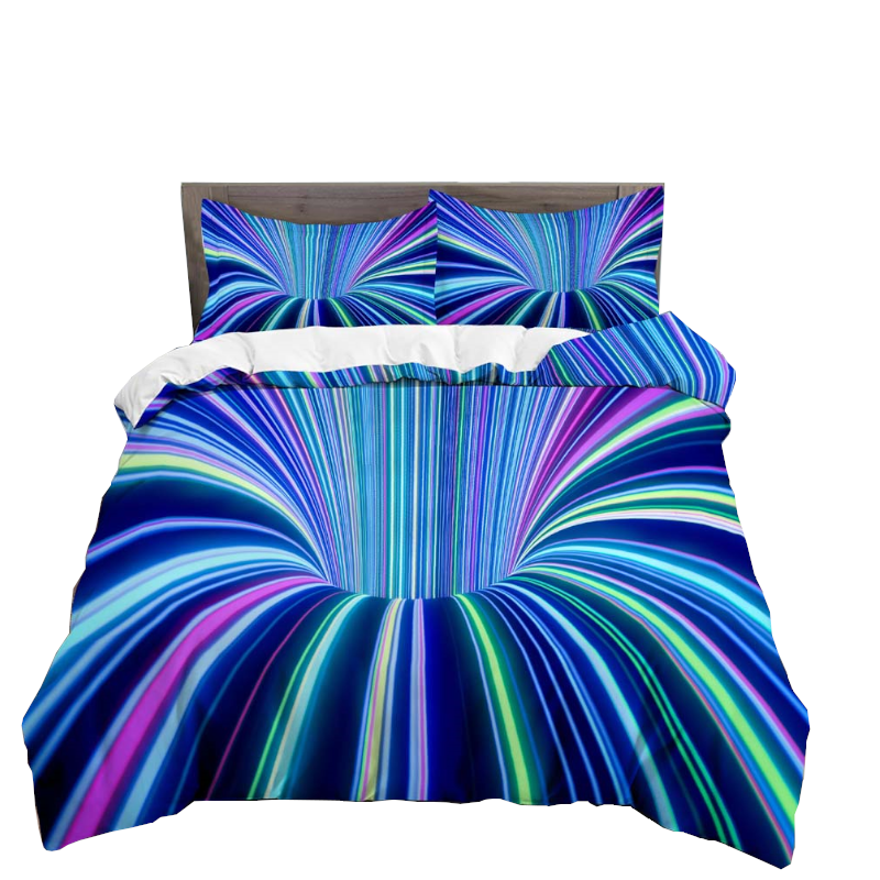 3D Printed Psychedelic Illusion Modern Colourful Queen Quilt Cover Set