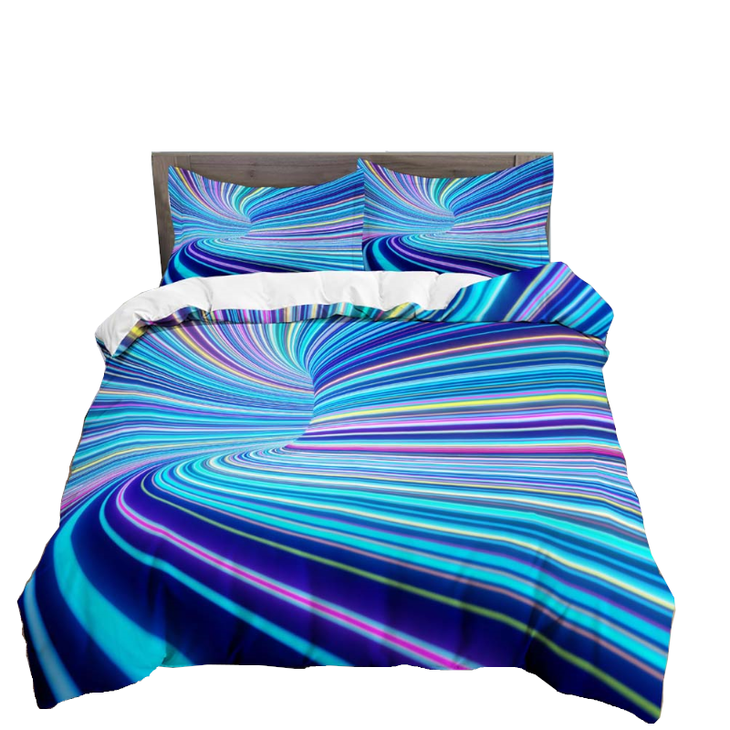 3D Printed Psychedelic Illusion Modern Colourful Queen Quilt Cover Set