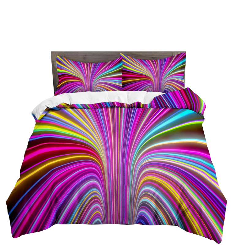 3D Printed Psychedelic Illusion Modern Colourful Queen Quilt Cover Set