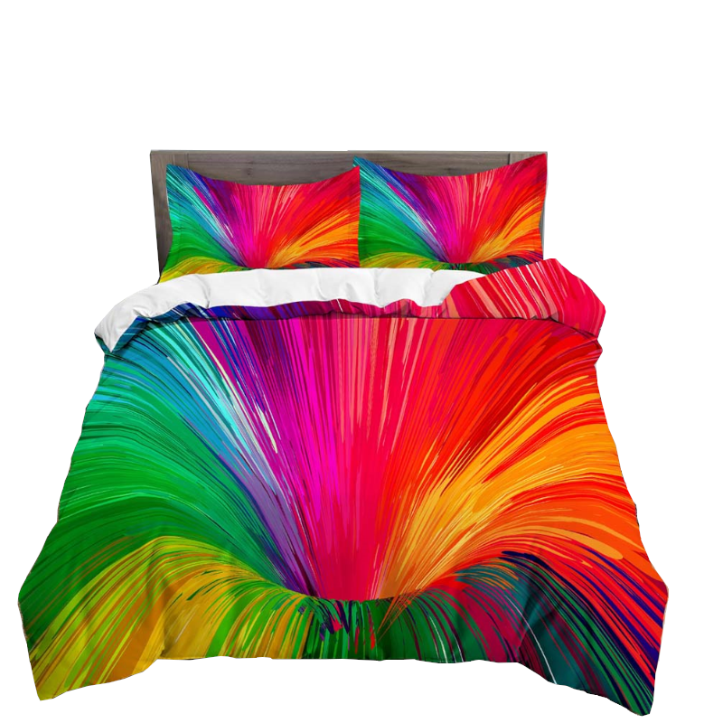 3D Printed Psychedelic Illusion Modern Colourful Queen Quilt Cover Set