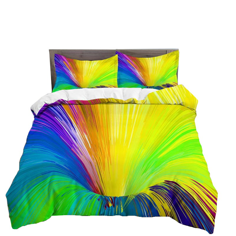 3D Printed Psychedelic Illusion Modern Colourful Queen Quilt Cover Set