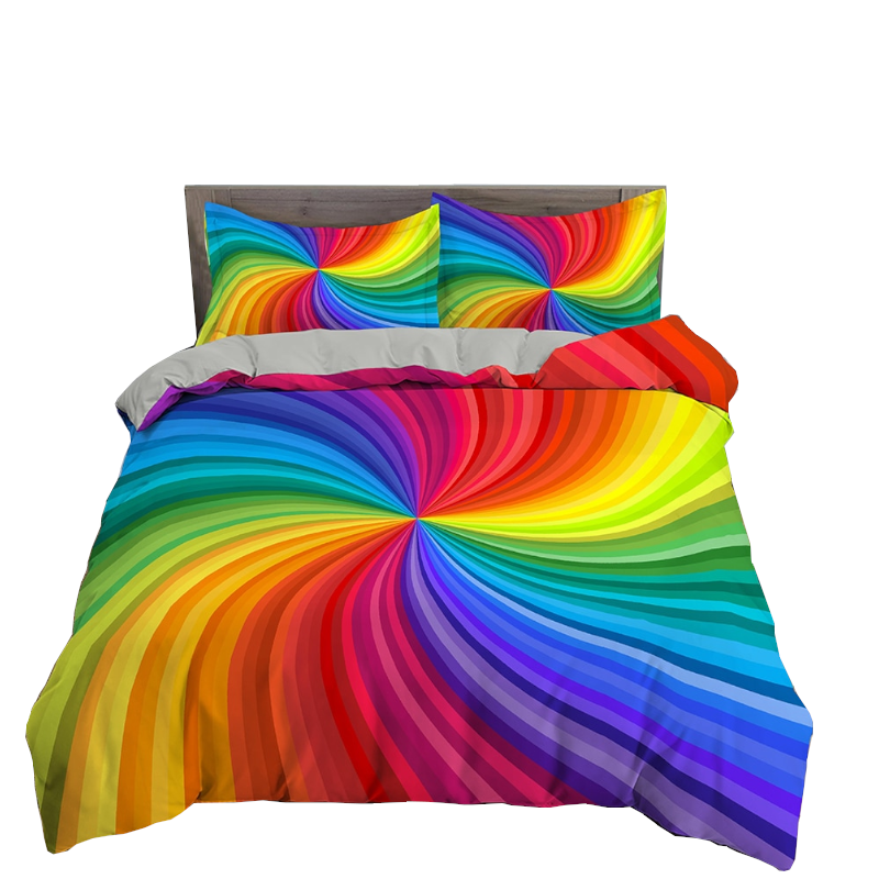 3D Printed Psychedelic Illusion Modern Colourful Queen Quilt Cover Set