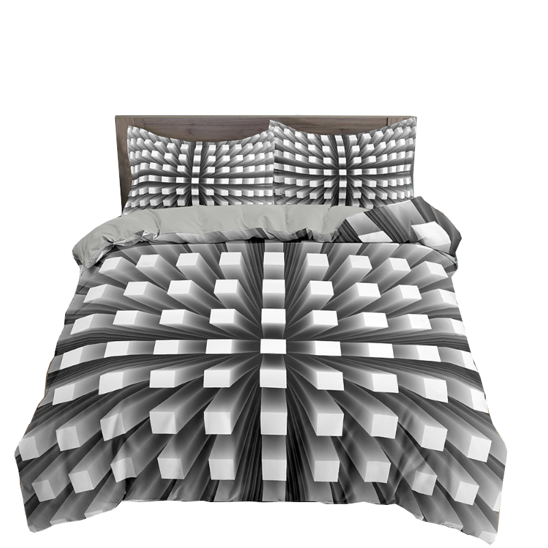 3D Printed Psychedelic Illusion Modern Colourful Queen Quilt Cover Set