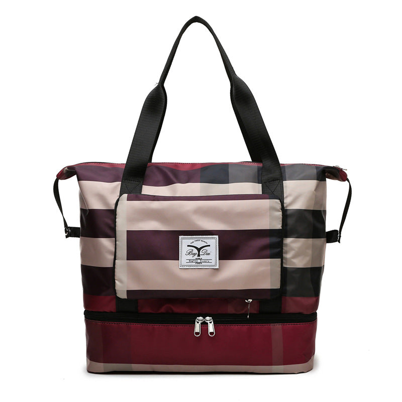 Foldable Travel Duffel Bag Fitness Gym Waterproof Dry And Wet Separation Sports