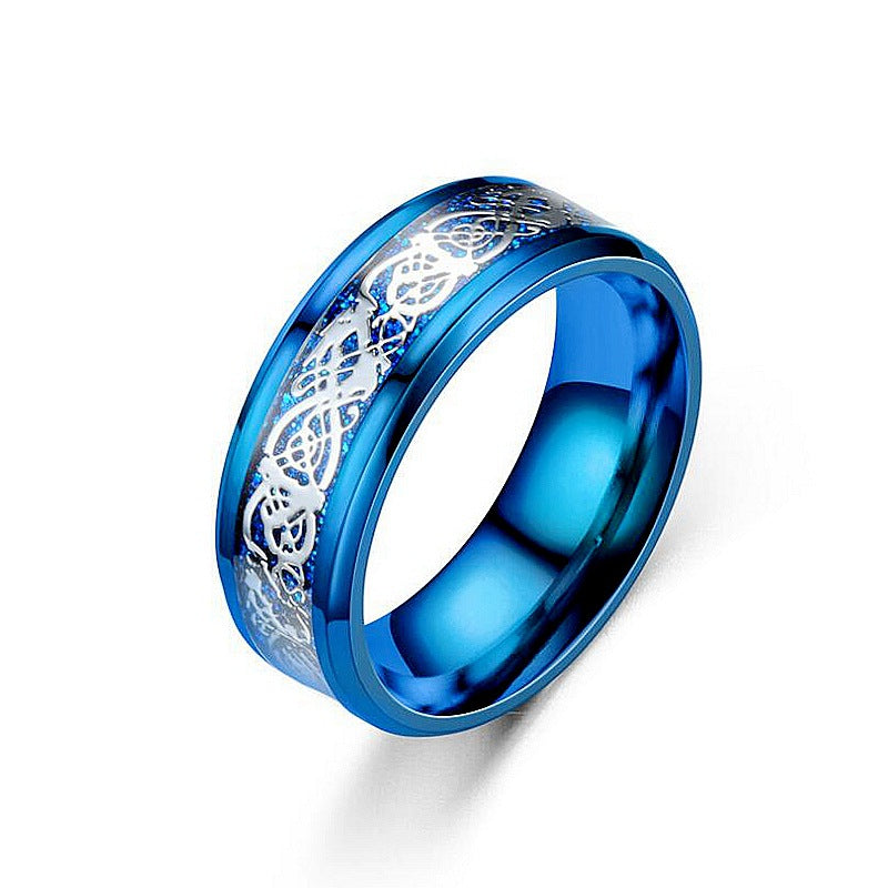 Veile Studios Dragon Pattern Men Stainless Steel Rings Jewellery