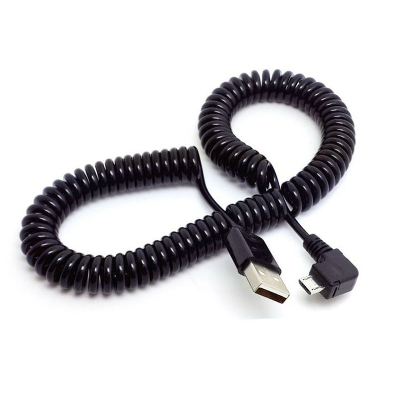 3M 90 Degree Angle Elbow Micro Usb Spring Spiral Coiled Retractable Data Charger Charging Cable For Samsung Andriod Phon
