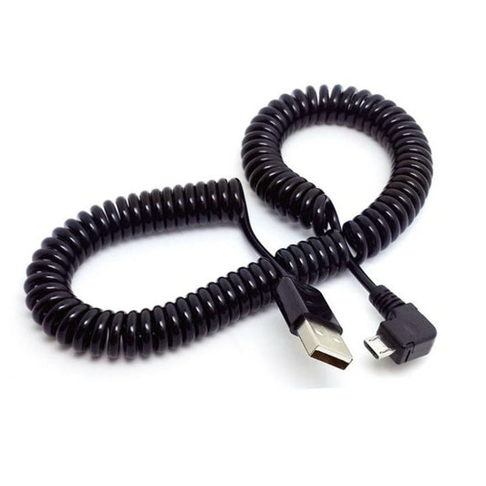 3M 90 Degree Angle Elbow Micro Usb Spring Spiral Coiled Retractable Data Charger Charging Cable For Samsung Andriod Phon
