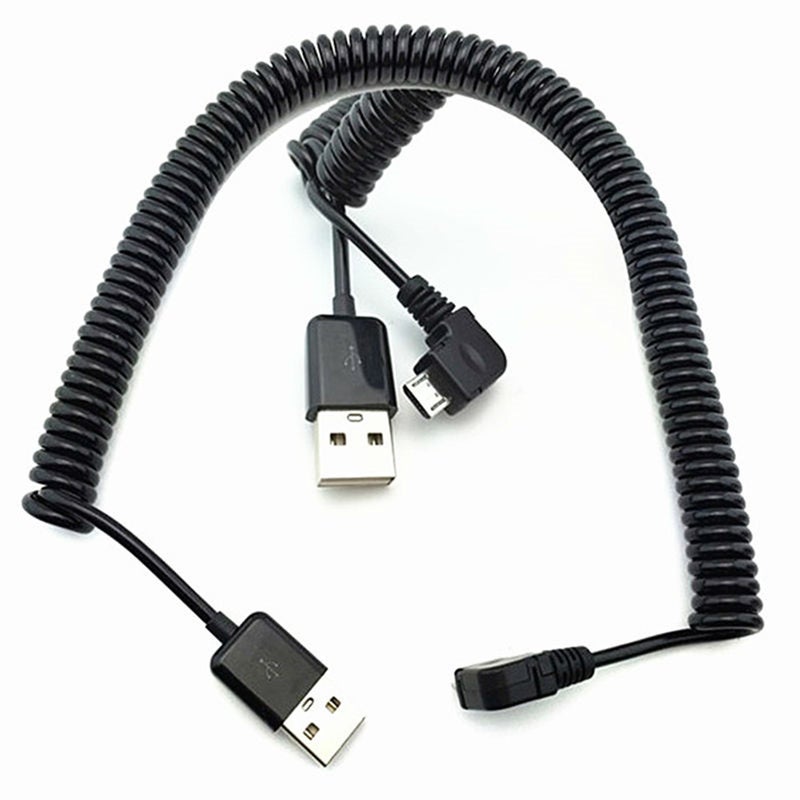 3M 90 Degree Angle Elbow Micro Usb Spring Spiral Coiled Retractable Data Charger Charging Cable For Samsung Andriod Phon