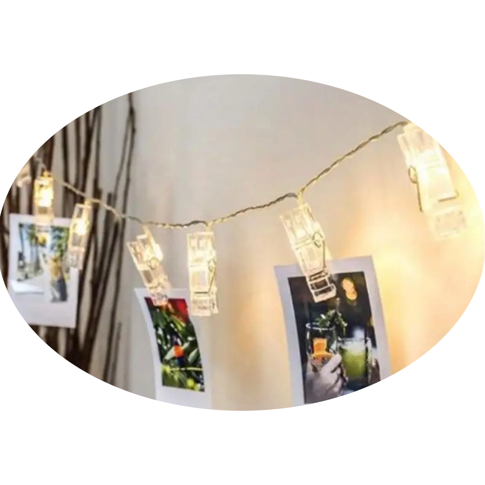 3M Photo Clip Holder Led String Lights Battery Powered Garland Decor Warm White
