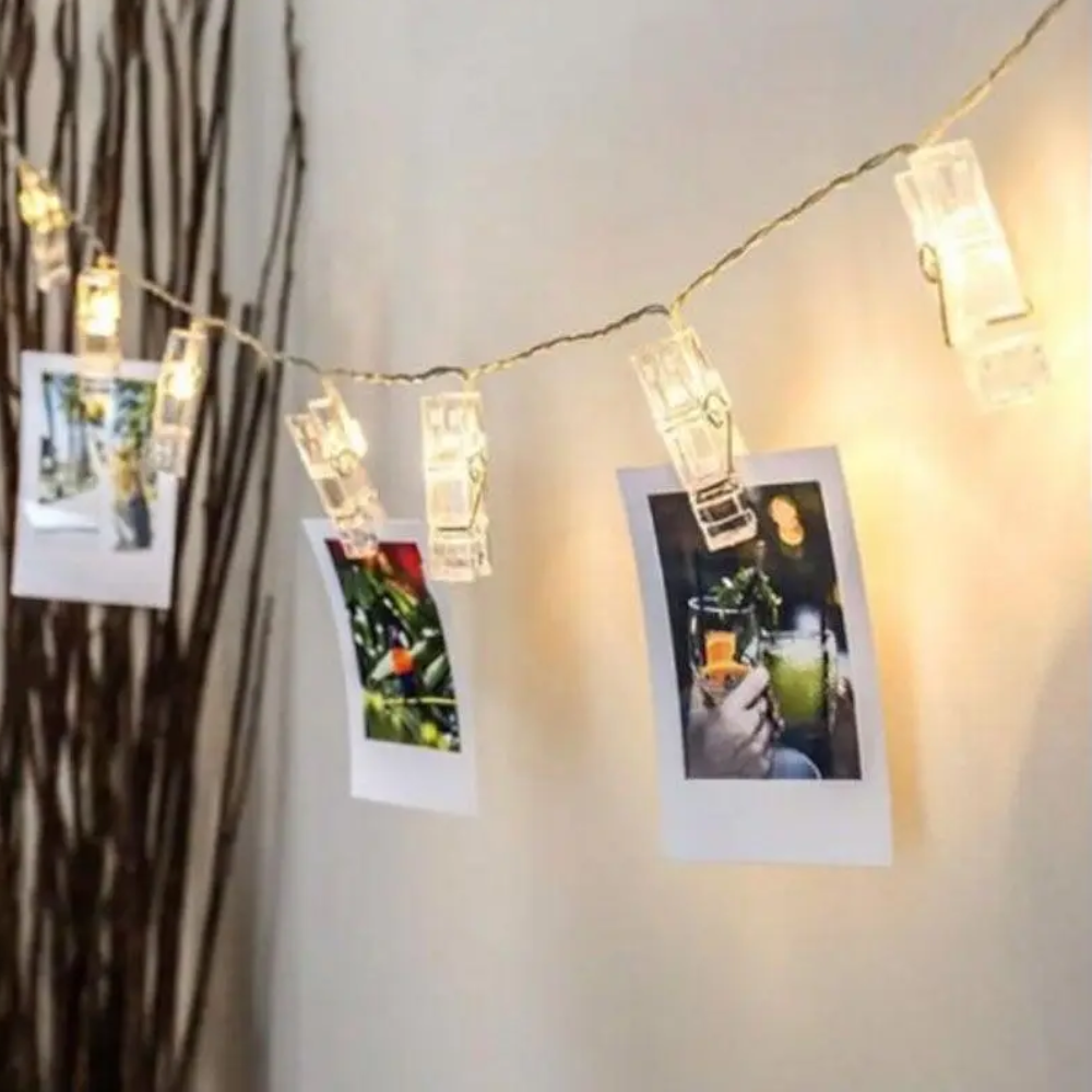 3M Photo Clip Holder Led String Lights Battery Powered Garland Decor Warm White