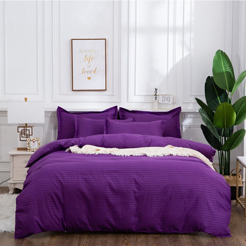 3Pcs Queen Bed Quilt Cover Set One Two Pillowcases Irish Purple