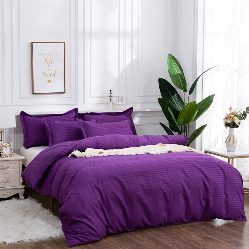 3Pcs Queen Bed Quilt Cover Set One Two Pillowcases Irish Purple