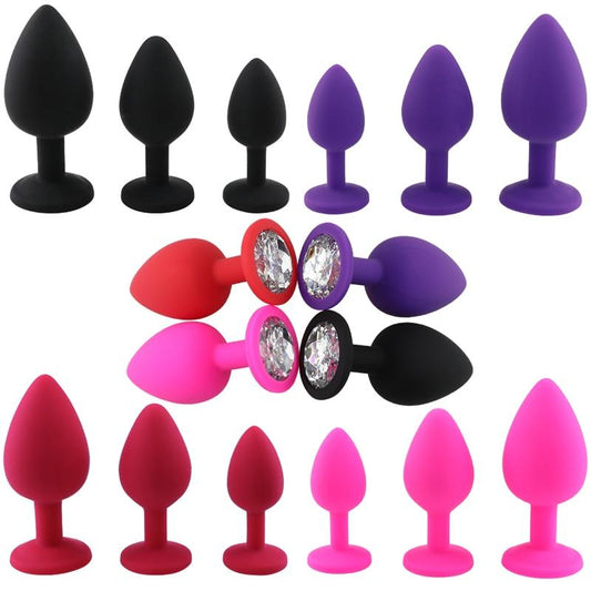 Silicone Crystal Jewel Butt Plugs Tear Drop Anal