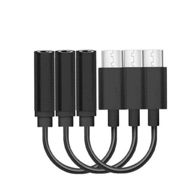 3Pcs Usb Type C To 3.5Mm Earphone Headphone Adapter Cable Black